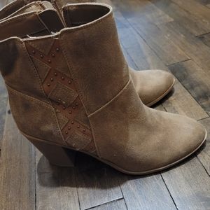 Tan booties.  Size 10